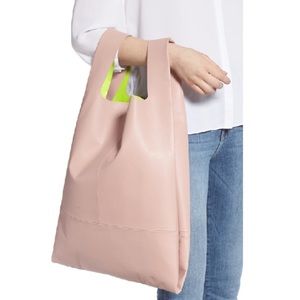 MAISON MARGIELA Leather Shopper Tote In Bubblegum